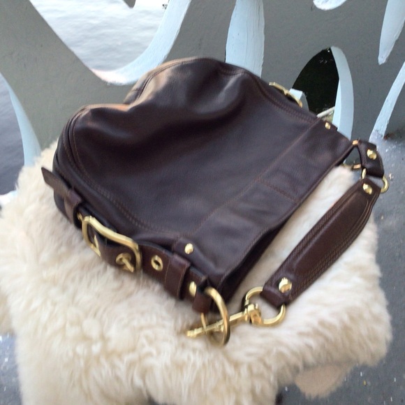 Coach Zoe Full Grain Cowhide Leather Hobo Deep Chocolate Brown Brass Hardware - Picture 6 of 14